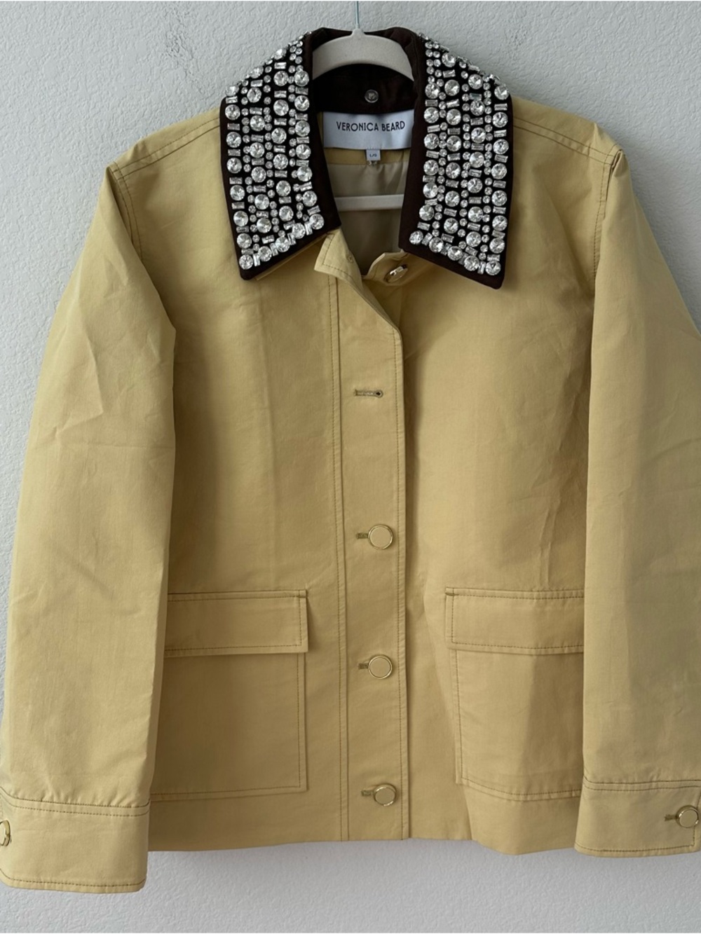 VERONICA BEARD Arlen Crystal Collar Cotton
Dickey Coat Yellow SZ L - Picture 3 of 9